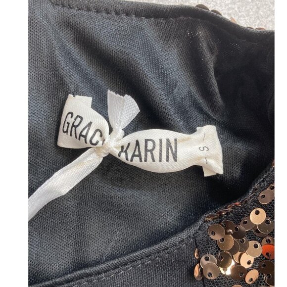 Grace Karin Black & Gold Sequin Cocktail Dress | Size S | NWT - Picture 5 of 8